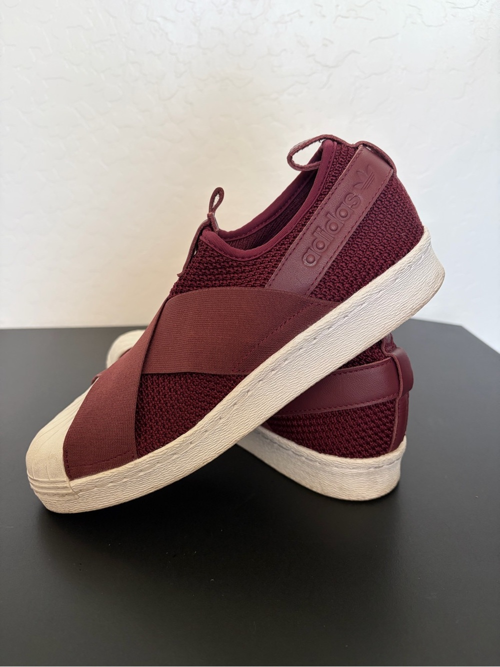 Adidas Women's Superstar Slip-On Sneakers in Red Night